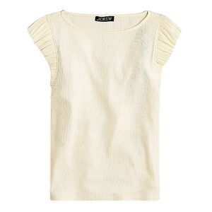 NEW J. CREW Vintage rib ruffle boatneck tank top in Ivory Cream Size  Medium